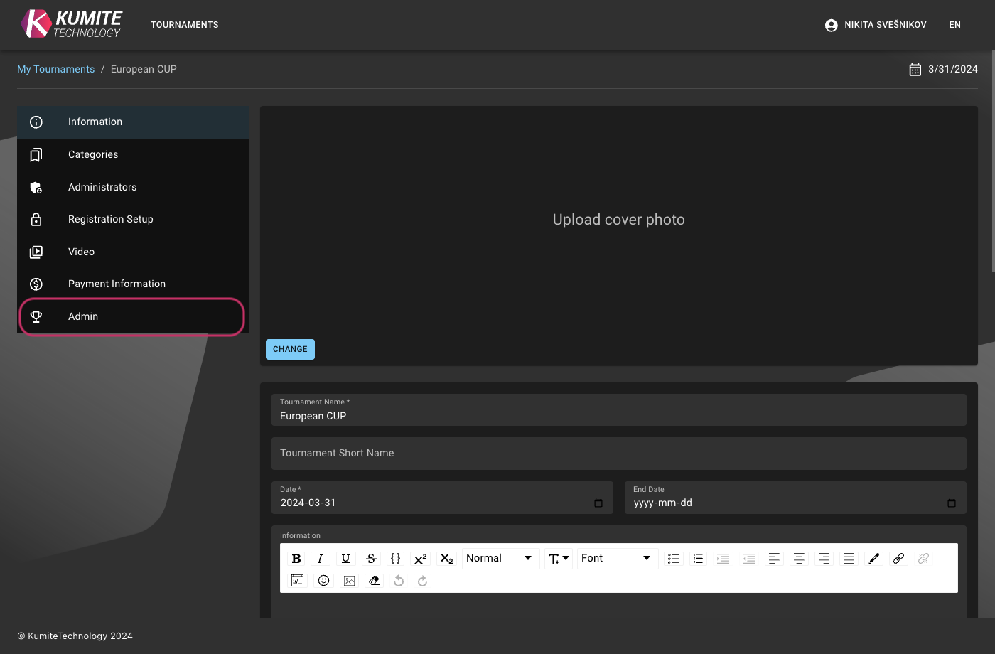 Accessing Tournament Management