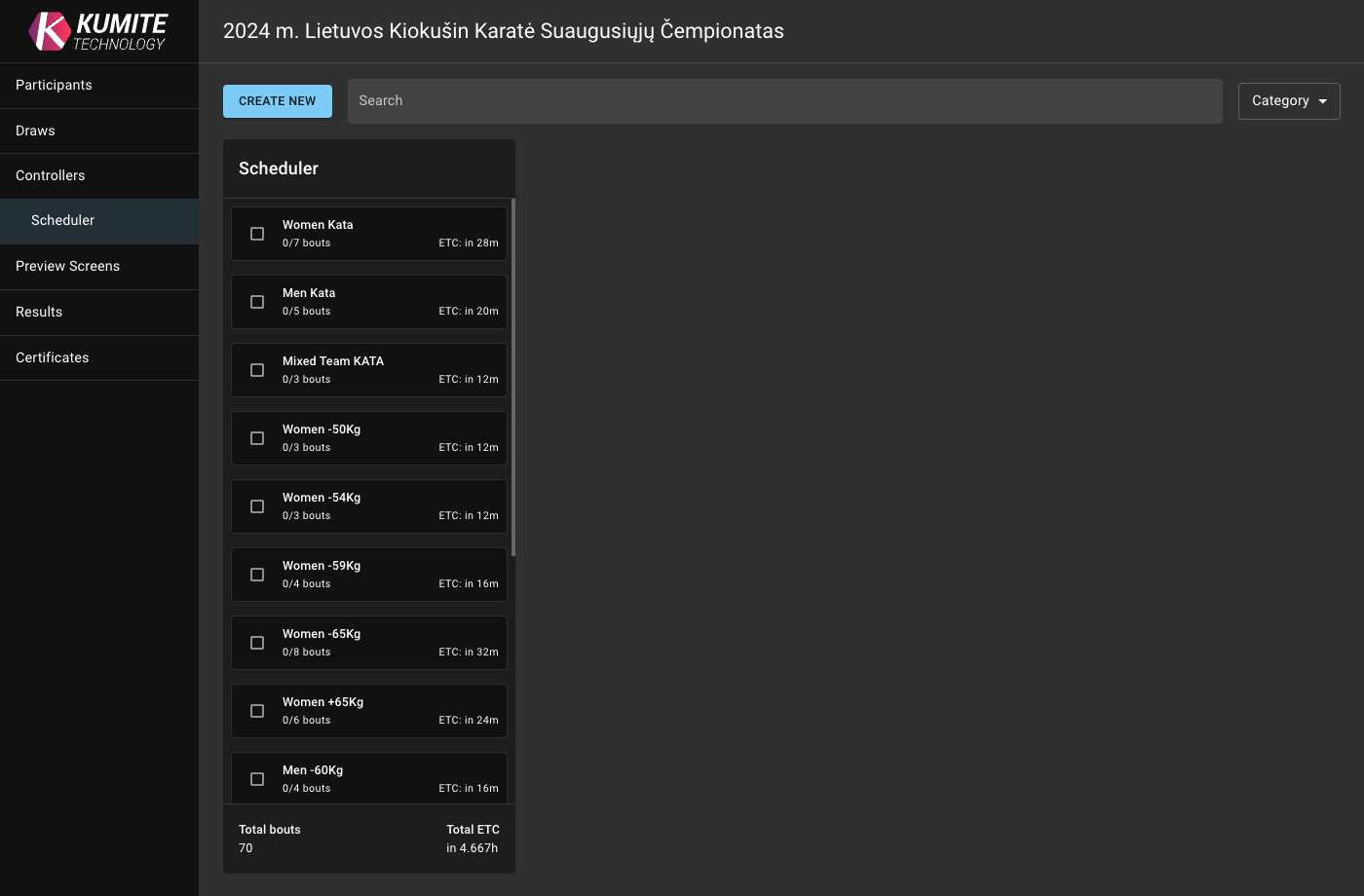 Initial Scheduler Screen