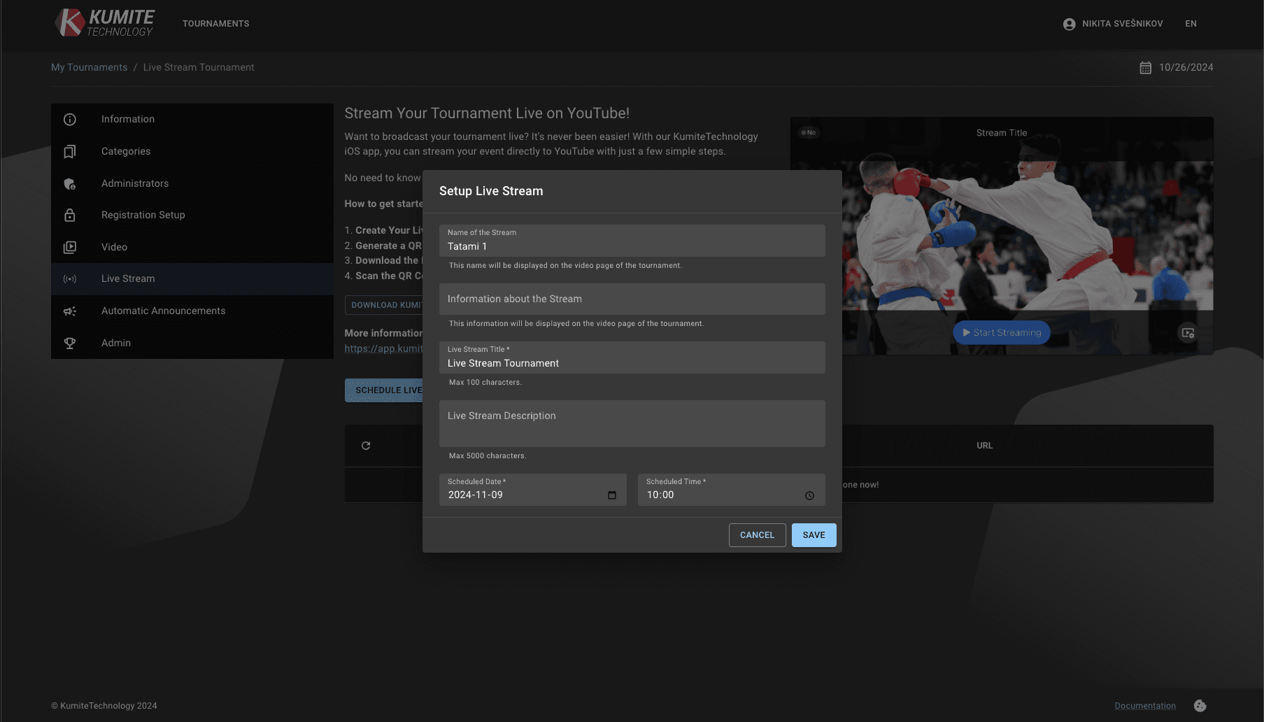 Live Stream Schedule Form