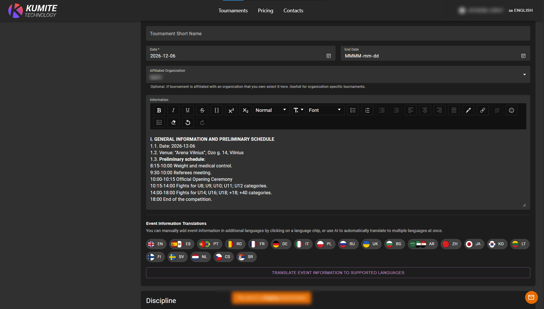 Automatyczne Tłumaczenie Informacji o Wydarzeniu