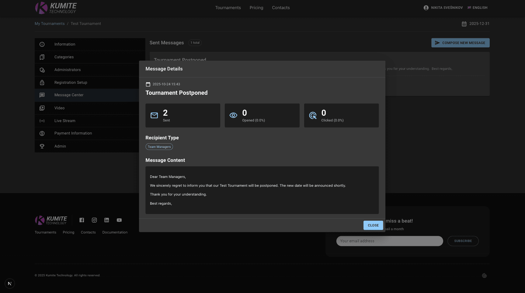 Message Information Dialog