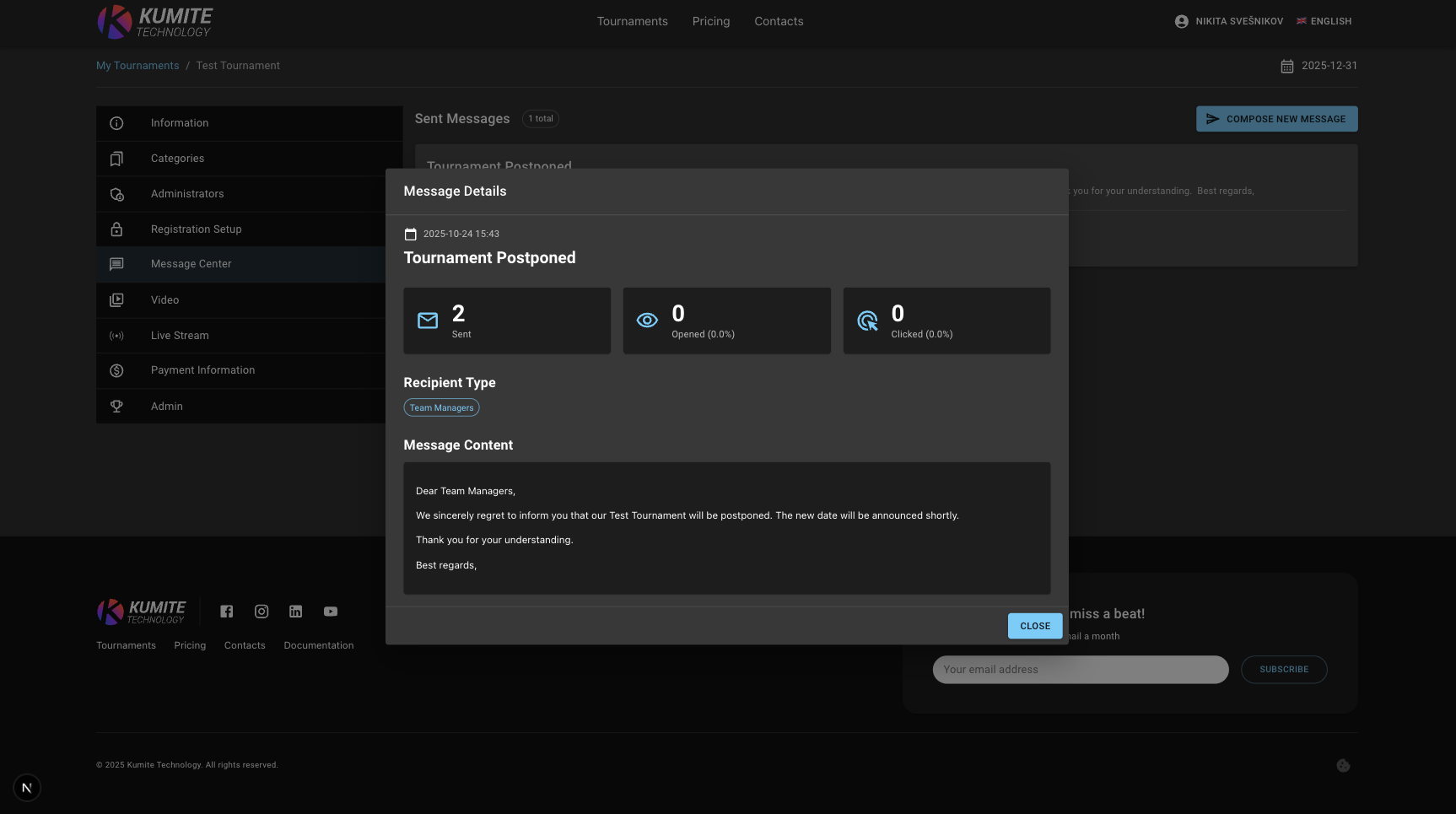 Message Information Dialog